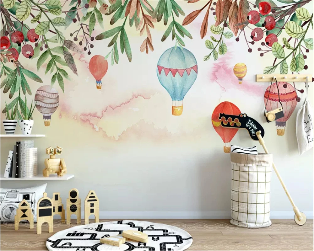 

3d обои beibehang любого размера, скандинавский простой воздушный шар, цветок, фон для детской комнаты, настенные обои с рисунком
