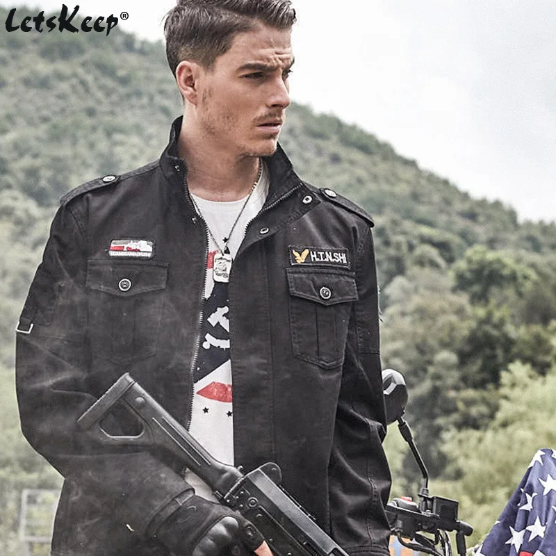 Новинка Весенняя Черная куртка-бомбер LetsKeep мужская куртка-пилот в стиле милитари
