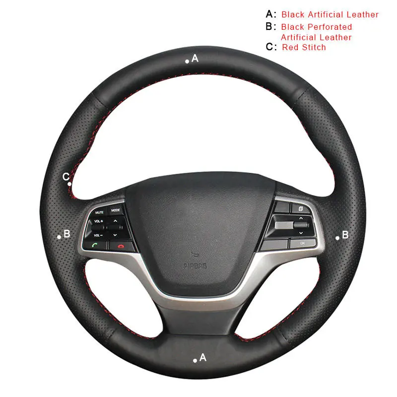 Artificial Leather Автомобильная Оплетка на руль для hyundai Elantra 4- Solaris- Accent- Авто Чехлы для автомобиля - Название цвета: Artificial Leather