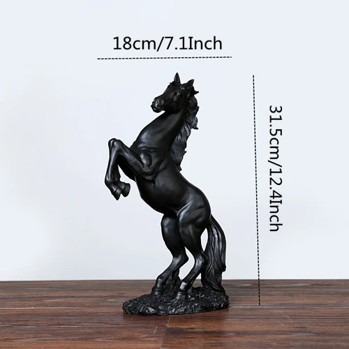 Black Horse Up VILEAD 31,5 см Фигурки лошадей из смолы, креативная статуя животных, винтажный домашний декор, Европейский орнамент, современное офисное украшение - Цвет: Black Horse Up