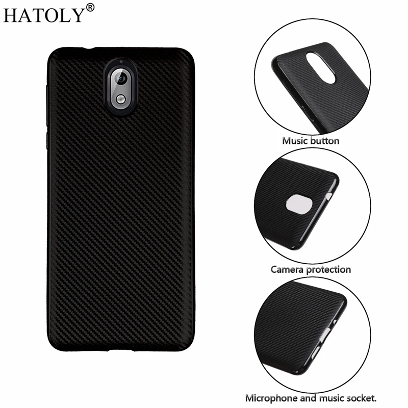 HATOLY для Fundas Nokia 3 1 чехол 2018 ультра-тонкий мягкий ТПУ углеродное волокно задняя