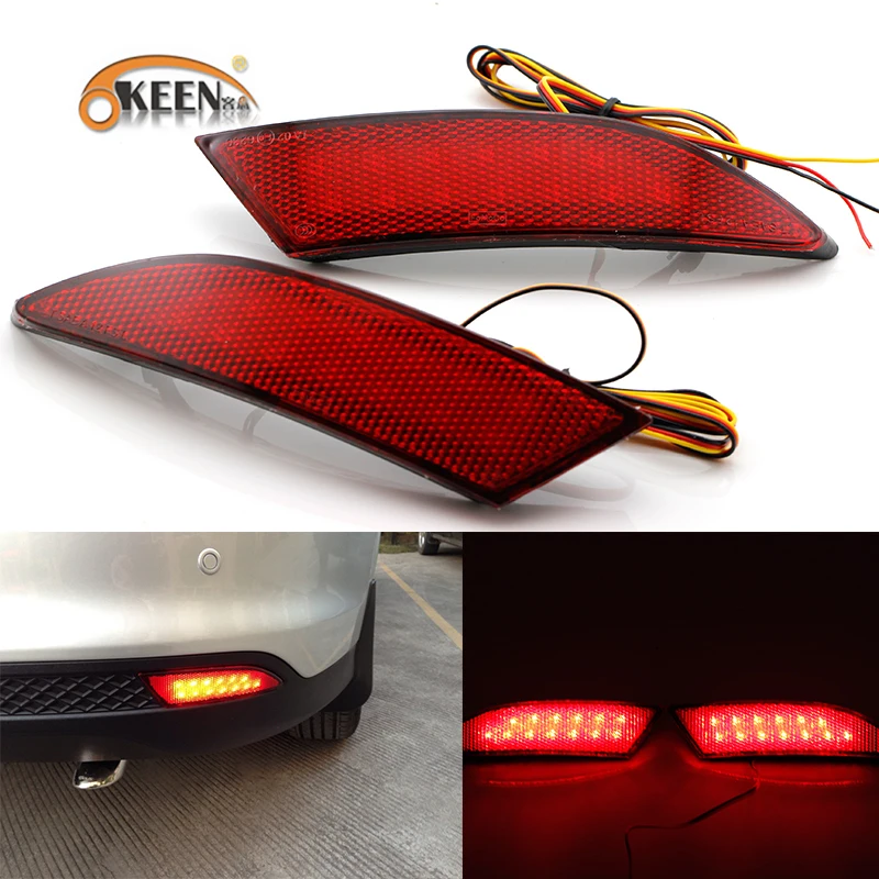 OKEEN 2x Đèn LED Phía Sau Ốp Lưng Phản Quang Ánh Sáng Cho Xe Ford Focus 3 Sedan 2012 2011 2013 2014 Đèn Cảnh Báo Chạy Đuôi phanh Dừng Đèn