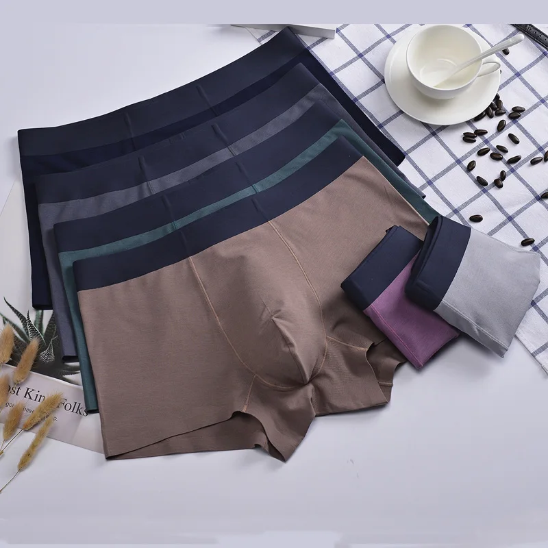 Luxury Men Boxer Ultra Thin Modal Silk Cotton Boxers Breathable Smooth Vintage Solid Mens Underwear 2pcs/lot | Мужская одежда