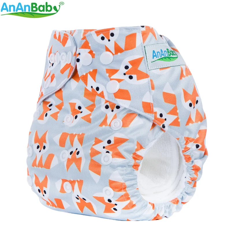 Ananbaby 1 шт. цифровые животные и Радуга подгузник с принтами подгузник Многоразовые водонепроницаемые PUL один размер подходит для всех детских тканевых подгузников