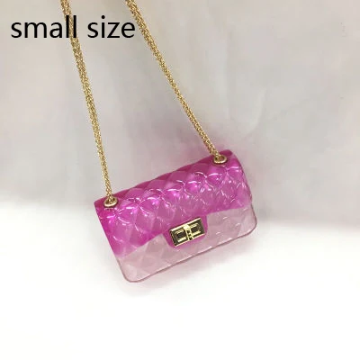 pink white small Clear Colorful Transparent jelly Bag Gradient Candy Color Crossbody Bags Designed Ladies Shoulder Chain Messenger Bag - Цвет: pink white small