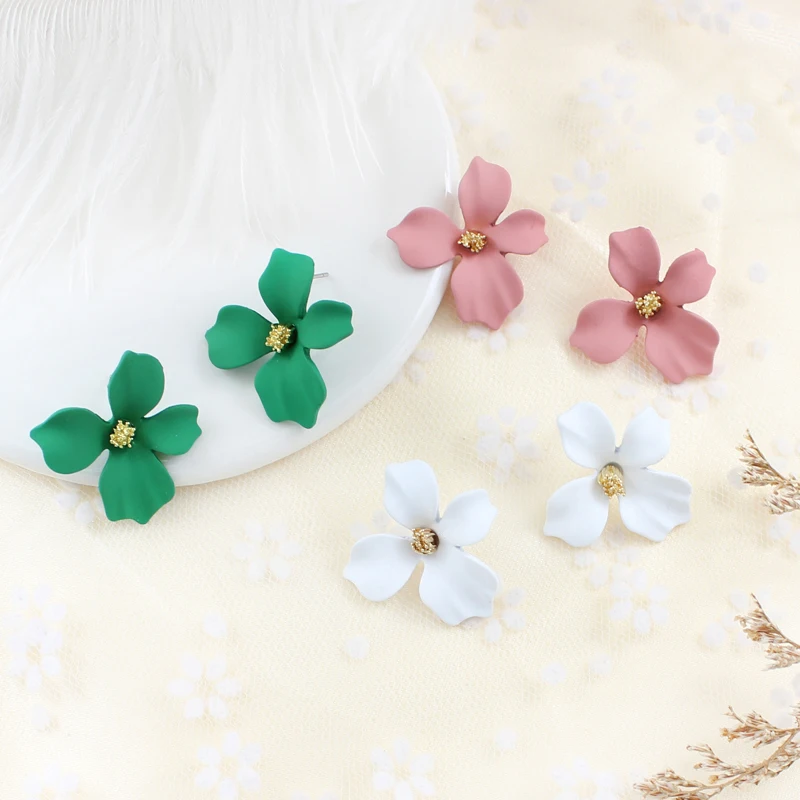 GDHY New Korean Charm Flower Earrings for Women 5 Color Big Summer Style Beach Party earring Brincos Bijoux Jewelry Boho | Украшения и