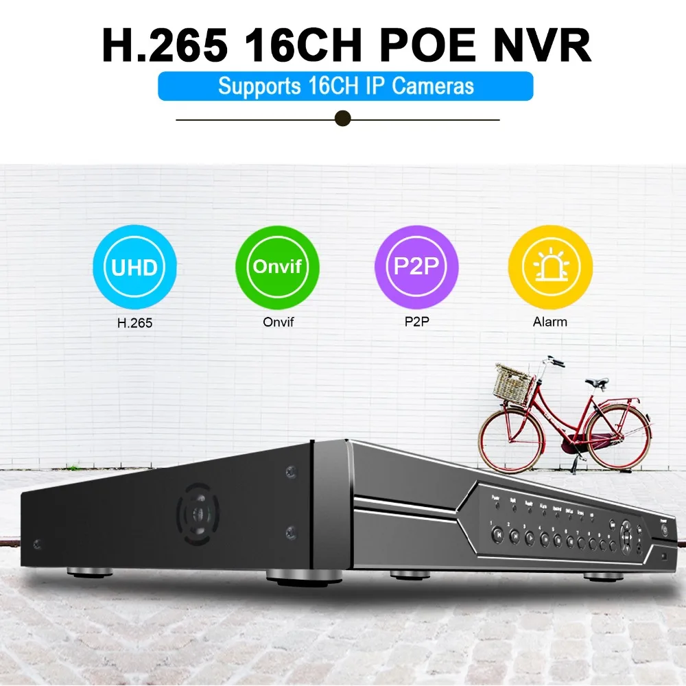 Сетевой видеорегистратор BESDER H.265 16 каналов 4 МП PoE NVR ONVIF P2P XMEye POE порт s два порта SATA