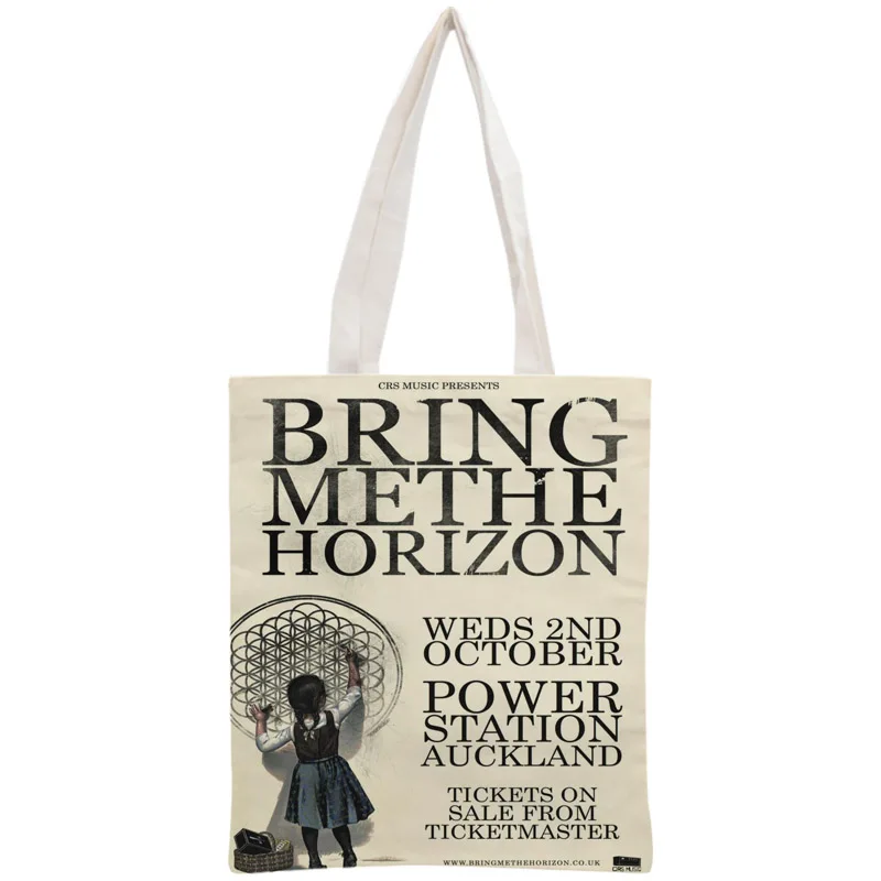 

Custom Bring Me The Horizon Cotton Canvas Shopping Bags 30x35cm Tote Bag Reusable Handbag Women Shoulder Cloth Pouch Foldable