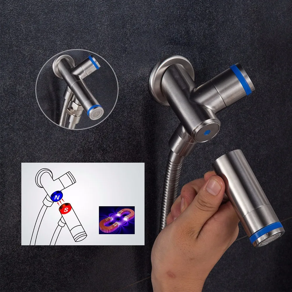 Бесплатная доставка SUS304 Магнитный Двойной режим распылитель для туалетного биде