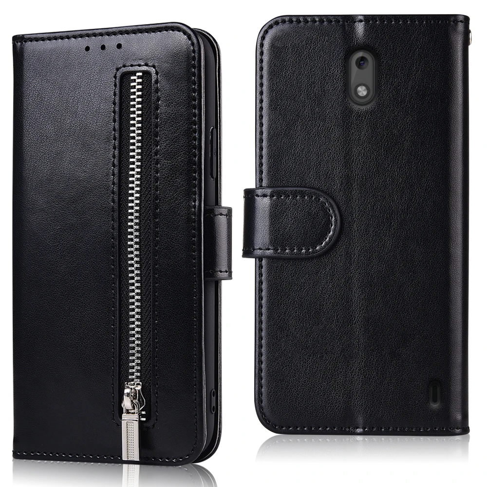 Для NOKIA 2 TA-1029 5 ''чехол для Nokia2 Nokia 2 Fundas на молнии Флип Бумажник кожаный чехол TPU мягкий чехол - Цвет: 61Zipper-Black