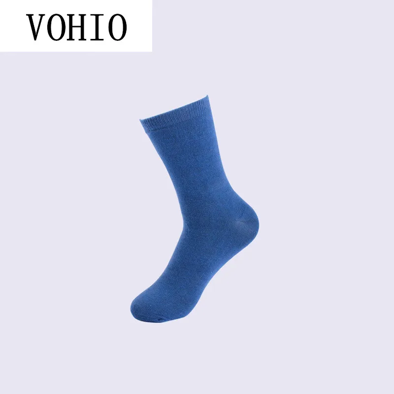

VOHIO 100% cotton scoks Absorb sweat A pack of 4 pairs Blue white autumn winter business men's anti-smelly socks wholesale male