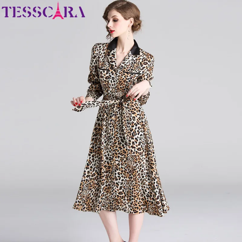 Женское осеннее элегантное офисное платье TESSCARA рубашка женское винтажное