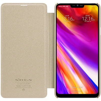 Для LG G7 чехол thinq NILLKIN блестящий супер тонкий флип-чехол кожаный чехол смарт функция сна для LG G7 чехол thinq - Цвет: Golden