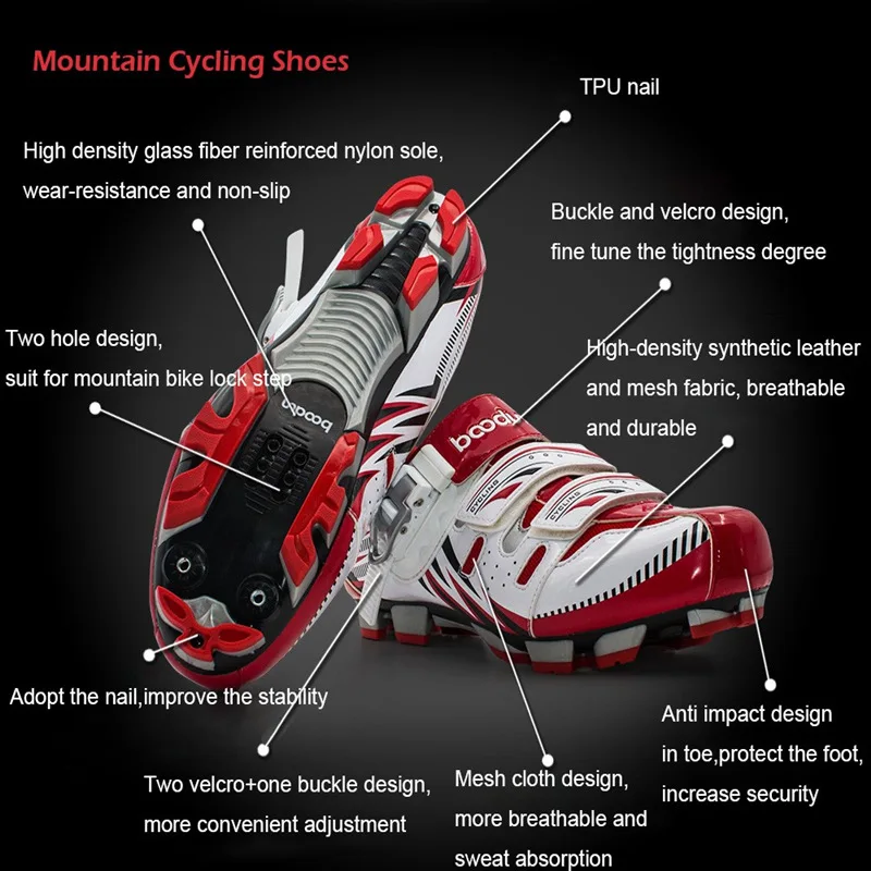 BOODUN Professional Cycling Shoes Men Breathable Mountain Bike Cycle Bicycle Triathlon Racing Sneakers Mtb 4 Colors | Спорт и