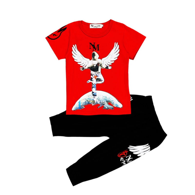 Комплект одежды для мальчиков из 2 предметов хлопковая футболка и шорты-султанки