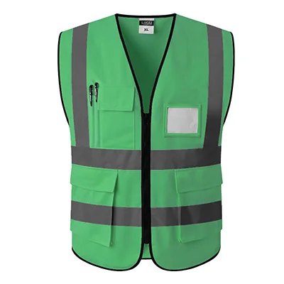 Светоотражающий жилет безопасности с карманами рабочая одежда Hi vis куртка - Цвет: 002-Green