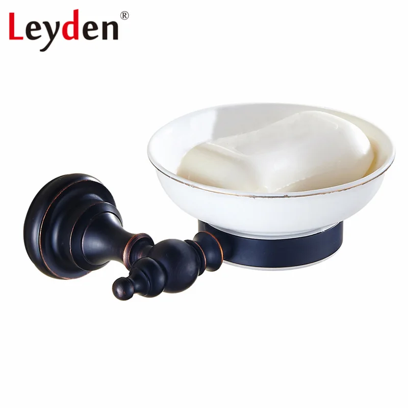 Leyden Твердый латунный черный настенный держатель для мыла мыльница корзина с