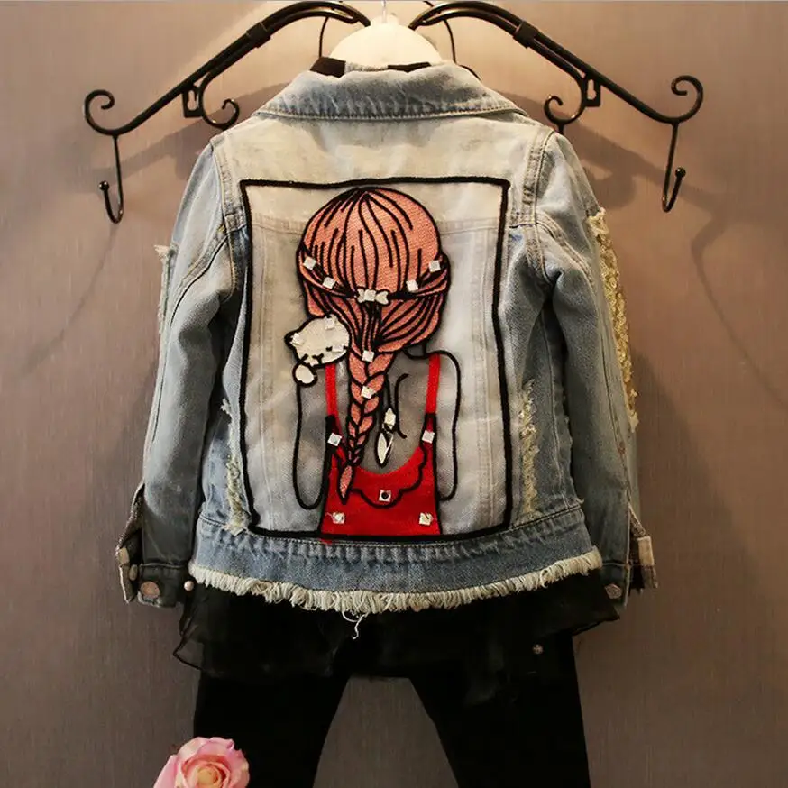 Брендовые джинсовые куртки с дырками для маленьких девочек модная детская