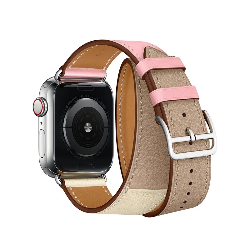 Для Apple Watch версии 6 5 4 3 2 1 SE Swift кожаный двойной один за туром ремешок для наручных