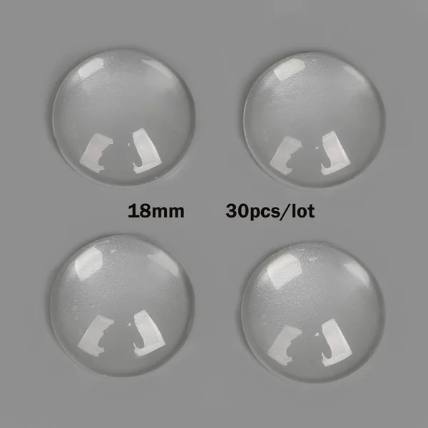 Round 18mm 30pcs Горячее предложение, Круглый квадратный овальный плоский задний прозрачный увеличительное стекло, кабошон, камея, покрытие для изготовления ювелирных изделий своими руками - Цвет: Round 18mm 30pcs
