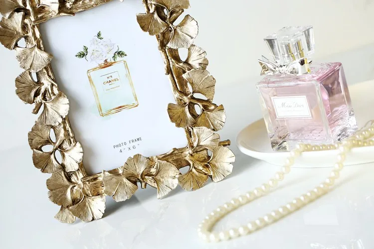 Украшение дома американский Ретро Золотой гинкго листья фоторамка набор изумруд