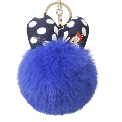 blue Микки Подушка Porte clef пушистый брелок помпон llavero шарик из меха кролика на сумку брелок для женщин chaviro sleutelhanger EH889 - Цвет: blue