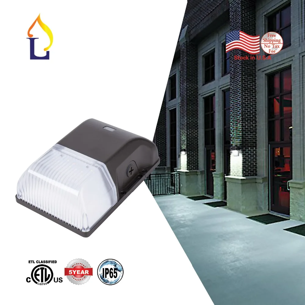 

5 Pack ETL&DLC listed 15w Dusk to Dawn LED Wall Pack Light with Photocell Sensor led wall light 5000K Outdoor door lamp