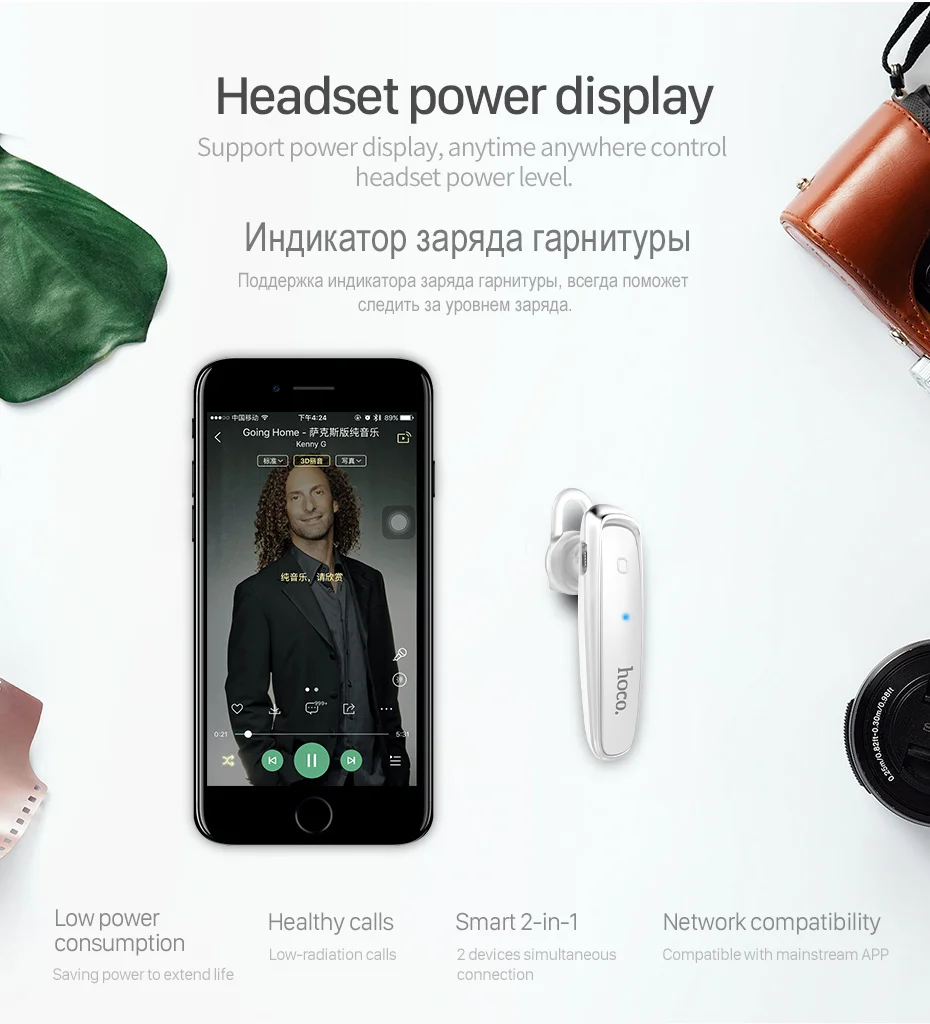 НОСО Bluetooth Наушник к Телефону Блютус Наушник с Микрофоном Хэндсфри в Авто Беспроводная Гарнитура в Ухо С Шумоподавлением для iPhone Samsung Xiaomi для Телефона Блютуз Гарнитура для Айфона Смартфона Андроида
