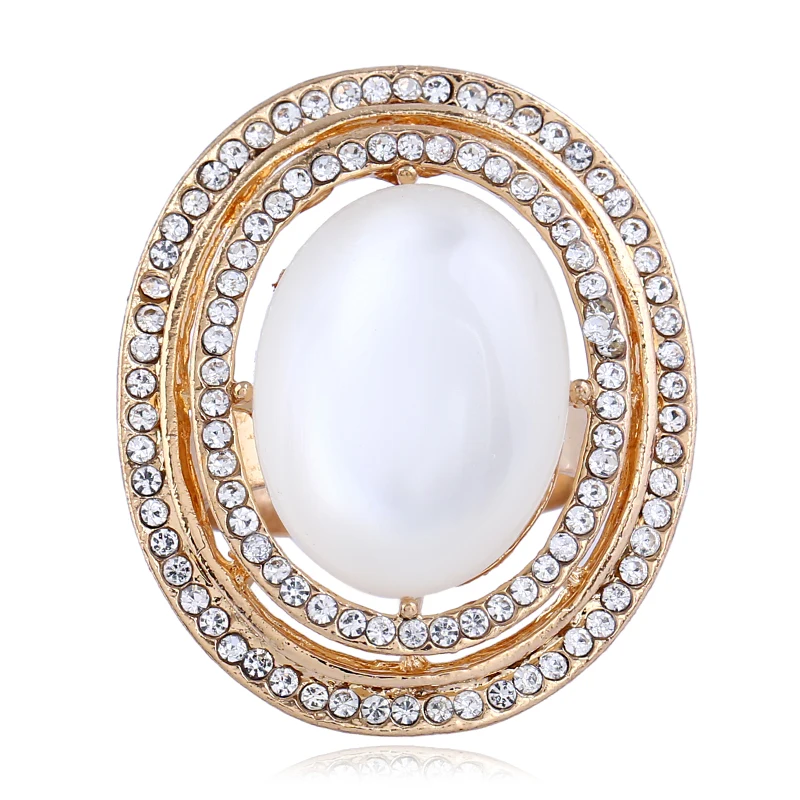 Duohan яркий Овальный Опал Золото Цвет кольцо для Для женщин с горный хрусталь обод