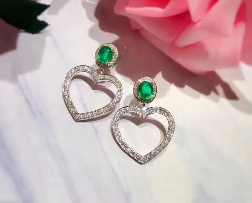 Серьги с натуральным изумрудом профессиональные серьги из серебра 925 пробы |