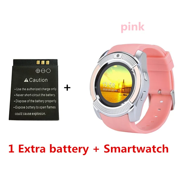 add one battery V8 Смарт-часы Bluetooth умные часы с сенсорным экраном наручные часы с камерой/слотом для sim-карты, водонепроницаемые Смарт-часы DZ09 X6 VS M2 A1 - Цвет: add one battery