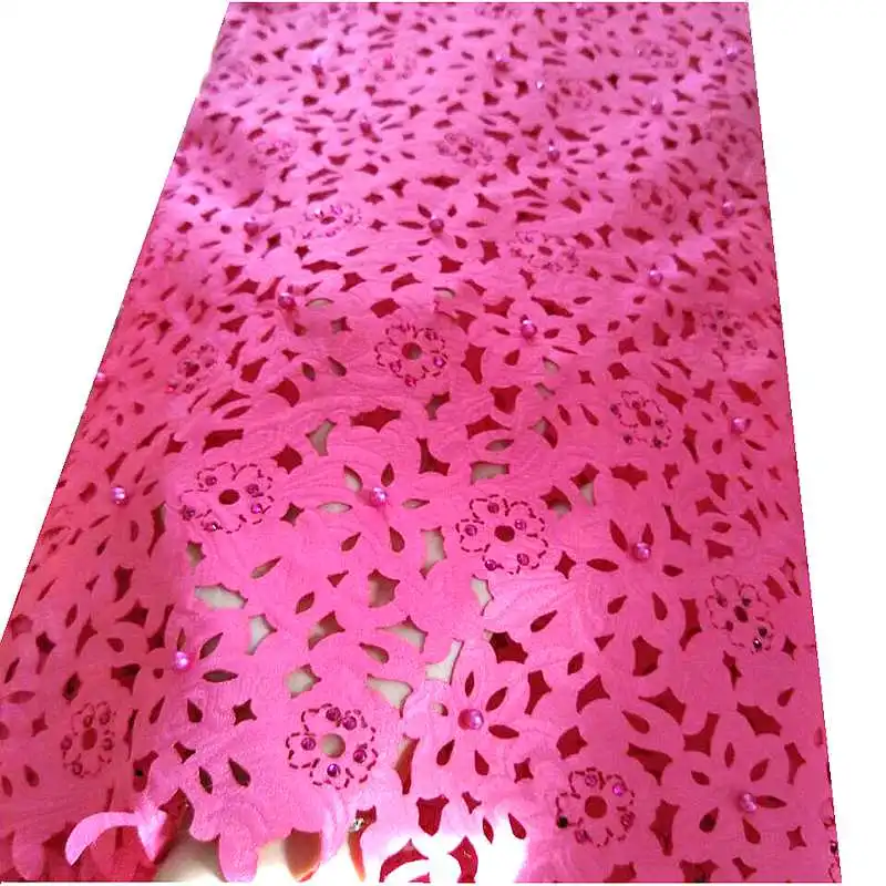 Новая мода жаккардовая ткань лазерной резки африканская вышивка кружевная для