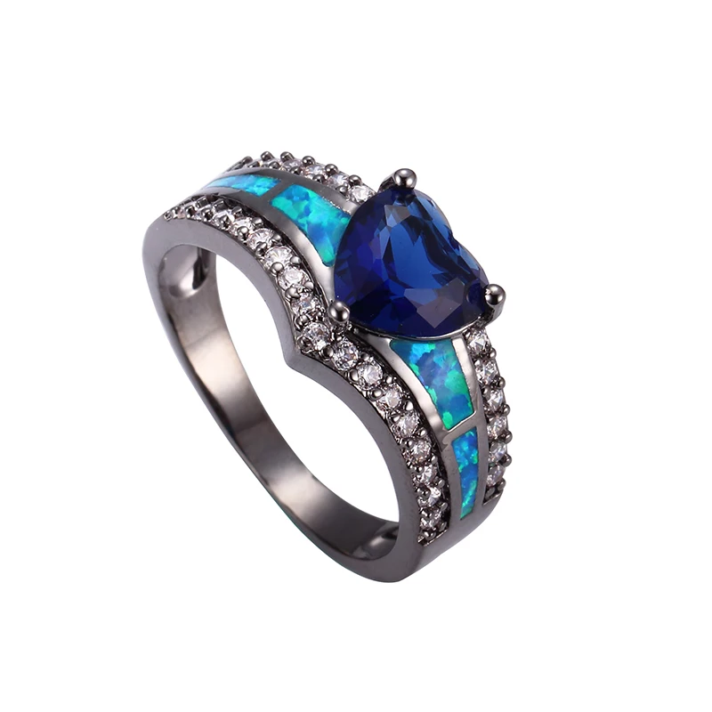 Женское кольцо с черным покрытием и фианитом|cubic zirconia ring|fashion rings for womenrings women |