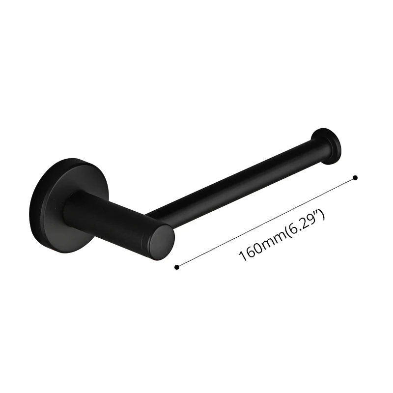 160 mm Paper Holder Современный набор оборудования для ванной, черный матовый крепящийся бумажный халат, настенный держатель для рулонов, держатель для полотенец, аксессуары для ванной комнаты - Цвет: 160 mm Paper Holder