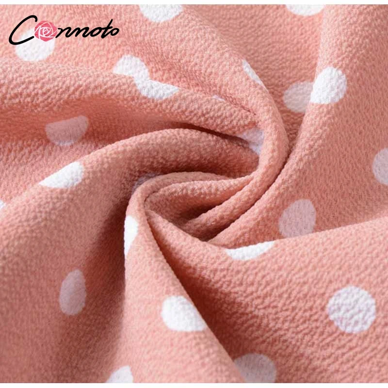 Conmoto Повседневное платье в горошек с рюшами для женщин 2019 весеннее шифоновое мини