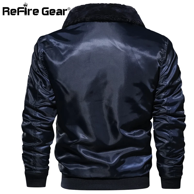 Мужская тактическая куртка пилот Refire Gear бомбер с шерстяным воротником в стиле