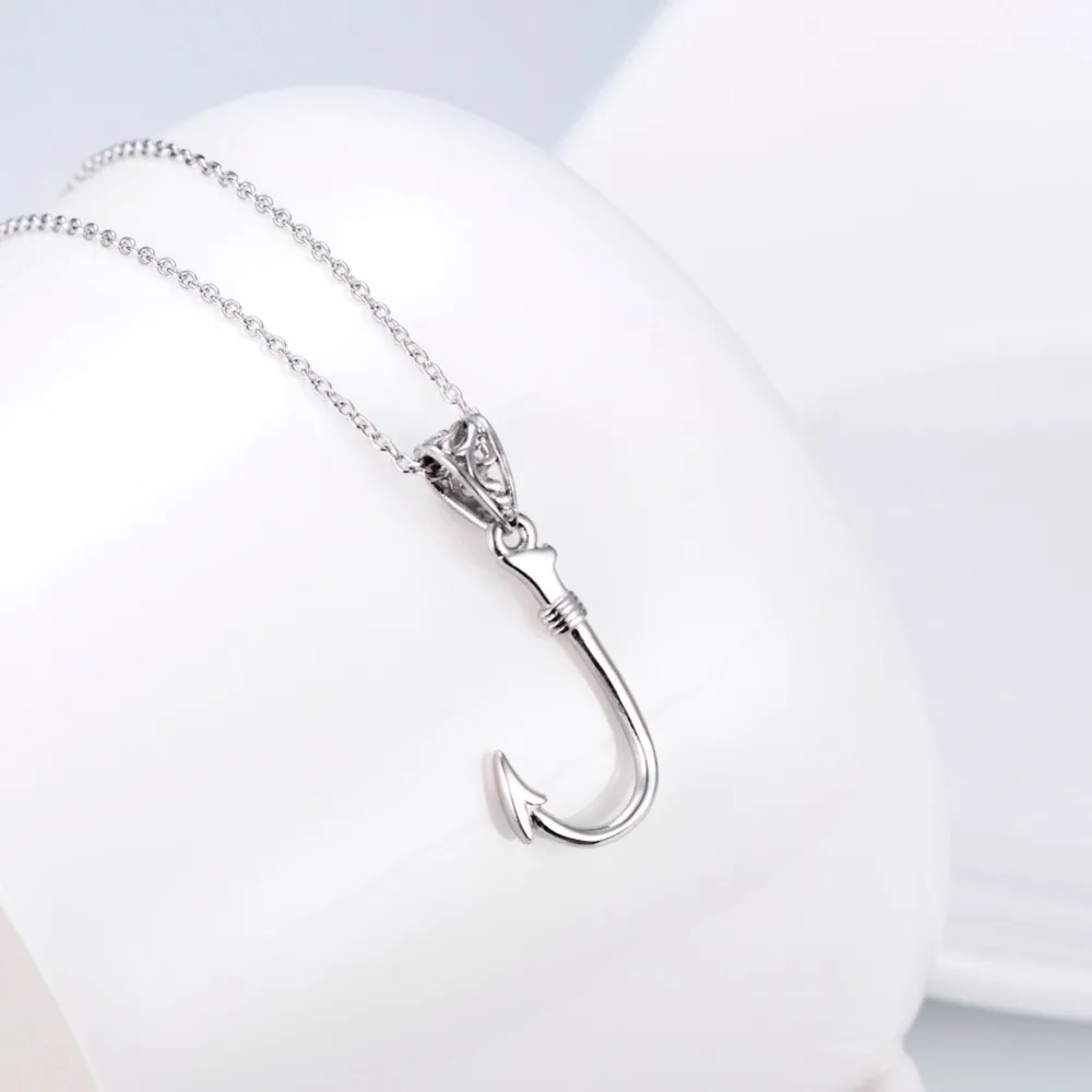 Цепочка чокер женская из серебра 925 пробы с кулоном в виде рыбьего крючка|jewelry for