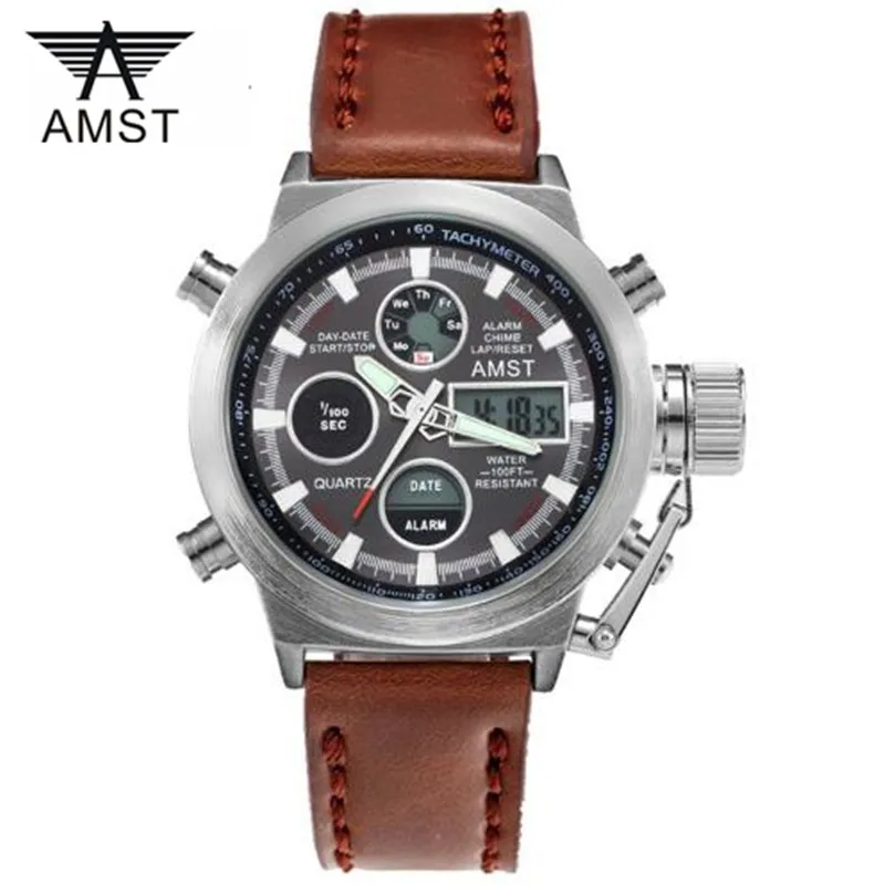 L white Часы мужские роскошные брендовые AMST Dive светодиодный часы спортивные военные часы подлинные кварцевые часы мужские наручные часы Relogio Masculino - Цвет: L white