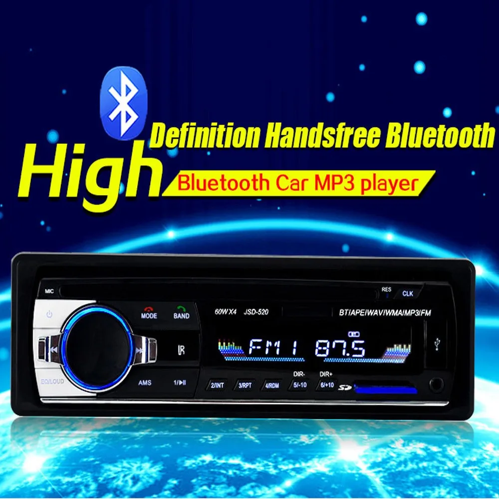 Автомагнитола с Bluetooth автомагнитола FM радио Aux входом SD USB 12 В 1 Din мультимедийный