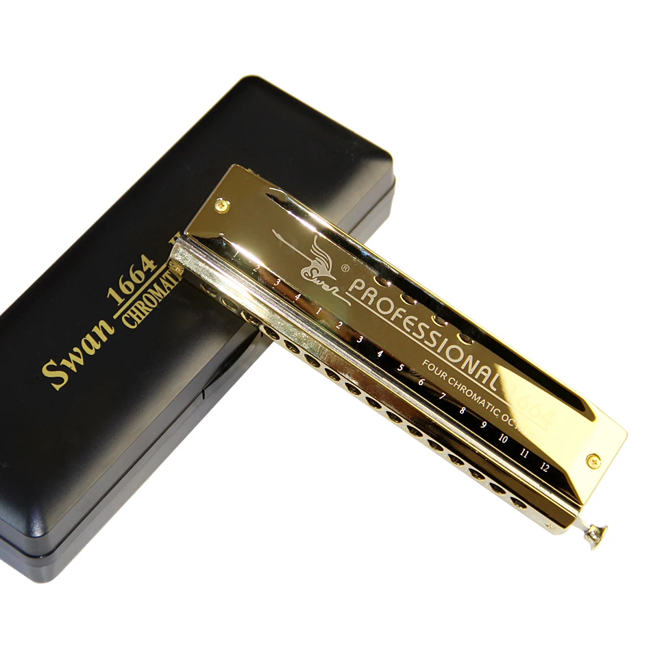 SW1664 Профессиональный ротовой инструмент с ключом 16 дырочная гармоника с четырьмя хроматическими октавами золотой лазер печати
