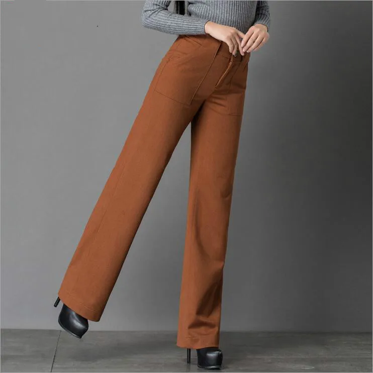 Зимние и осенние модные повседневные плотные теплые женские брюки большого