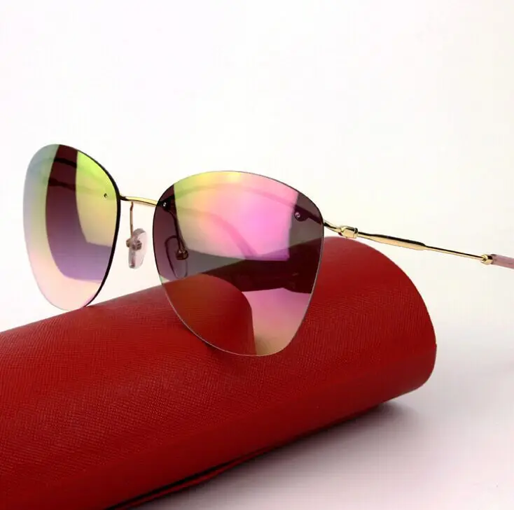 2017 Модные солнцезащитные очки без оправы с синим покрытием мужские брендовые