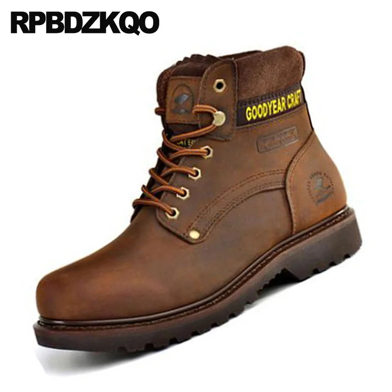 Ботинки мужские коричневые из натуральной кожи на шнуровке|Защитная обувь| |