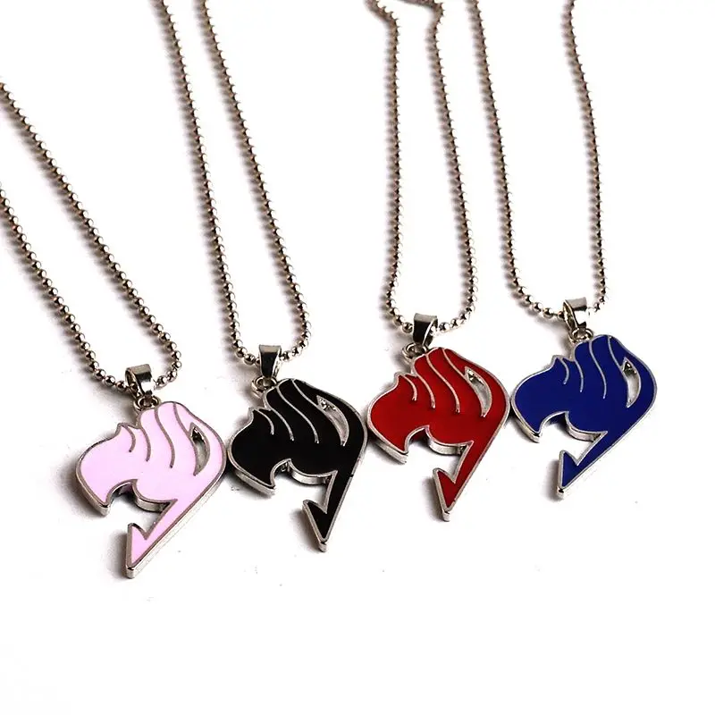 Новый синий черный розовый красный цвет Фея хвост аниме логотип кулон ожерелье