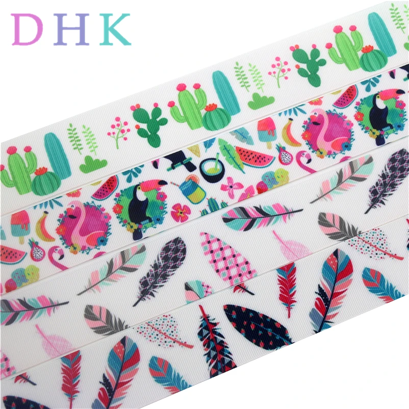 

DHK 1,5 ''10 ярдов перо кактус Печатный grosgrain ленточный аксессуар hairbow головные уборы украшения DIY Оптовая Продажа 38 мм B1731