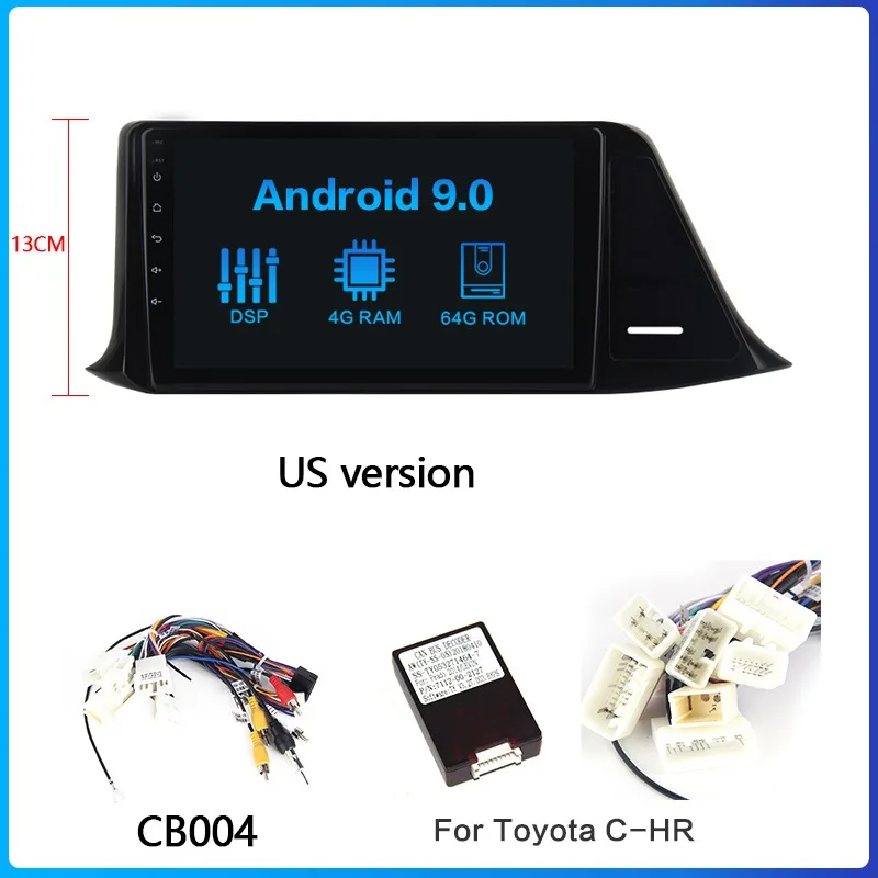 Dasaita Автомагнитола 1din Android 9,0 Автомобильная магнитола для Toyota C-HR CHR gps стерео " ips экран 64 Гб rom - Цвет: For US Version