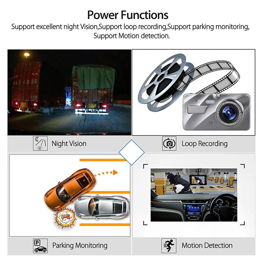 Автомобильный видеорегистратор ADDKEY с двумя объективами 1080P Full HD камерой заднего