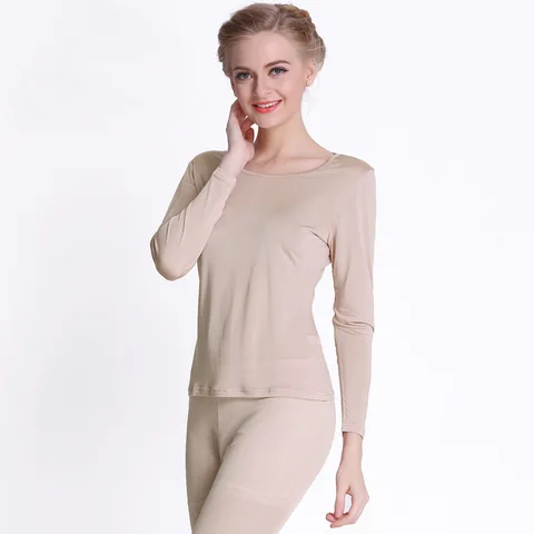 Вязаные женские кальсоны из натурального шелка, здоровый шелк, нижнее белье, нижнее белье с длинными рукавами и круглым воротником, одежда для здорового сна, г