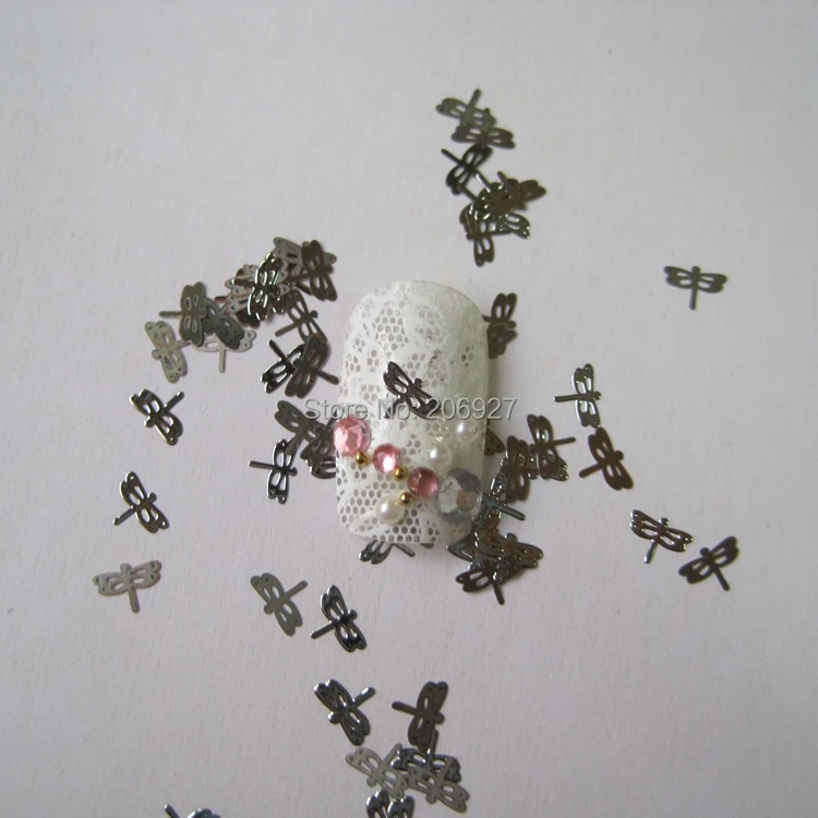 MS7 1 100 шт Серебряная Милая Стрекоза для дизайна ногтей металлическая наклейка