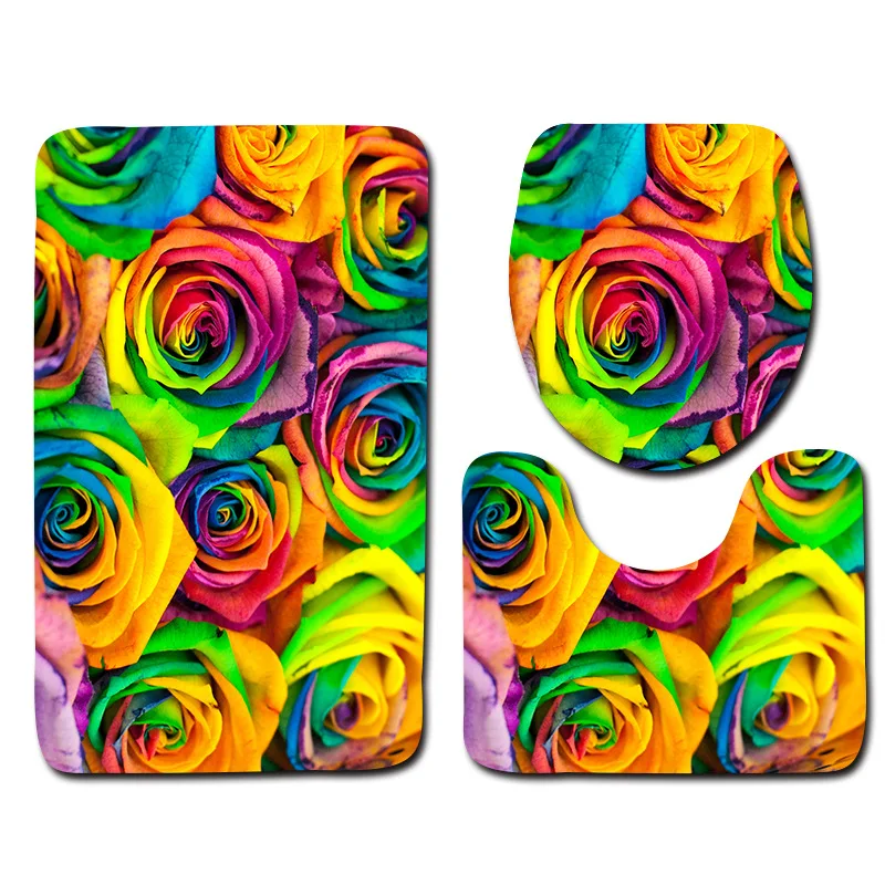 free shipping 3pcs green leaves banyo bathroom carpet toilet u type bath mats set non slip pad tapis salle de bain alfombra bano free global shipping